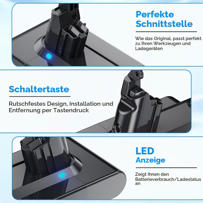 Акумуляторна батарея 21.6V для пилососа Dyson V6 (DC58, DC59, DC61, DC62, DC72, DC74, SV03, SV05, SV06, SV07, SV09) Animal, Trigger, Fluffy, Motorhead, Absolute