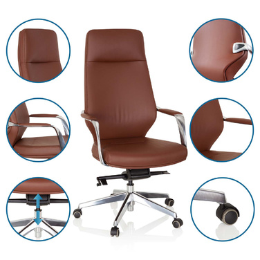 Крісло для керівника / офісне крісло VELVET штучна шкіра коричневий hjh OFFICE