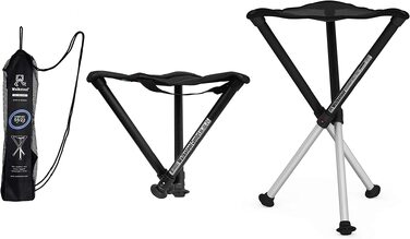 Складаний триногий стілець-табурет Walkstool Comfort з алюмінію, висота сидіння 55 см, до 250 кг, чорно-сірий