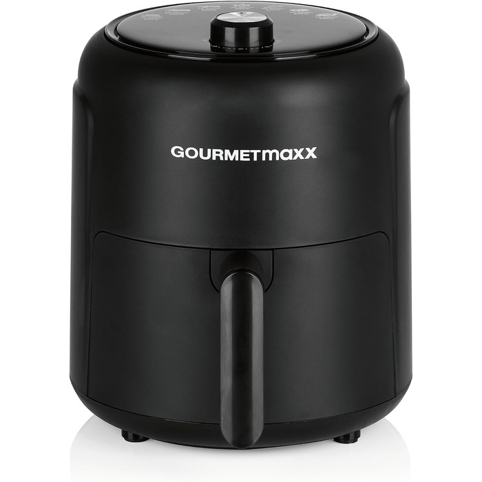 Фритюрниця з гарячим повітрям GOURMETmaxx 2,3 л, 1000 Вт, 9 програм, таймер 60 хв, енергозберігаюча, майже без олії, матова чорна