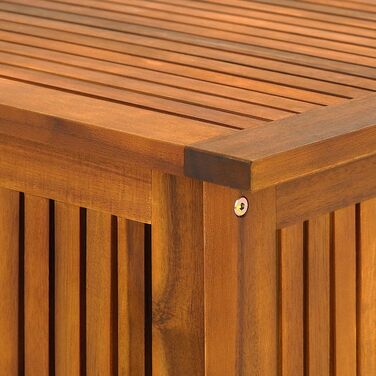 Ящик садовий дерев'яний Casaria Gartenbox з акації 205л, з кришкою, витримує 160кг, для саду, балкона, тераси, вологостійкий, лавка-ящик 115x50 см