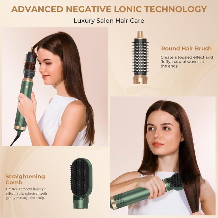 MogaWave Air Styler Pro 6 в 1: Фен-щітка, стайлер для волосся 1000W (Сірий)