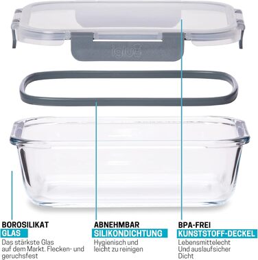Набір скляних контейнерів для їжі Igluu Meal Prep (10 шт) — 370 мл та 1050 мл, герметичні ланч-бокси для зберігання продуктів