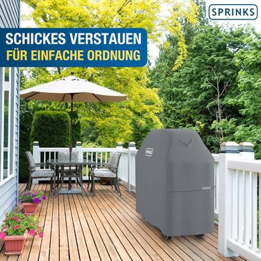 Чохол для гриля SPRINKS® водонепроникний, сірий, 147x61x122 см, Oxford 600D, для Weber, Napoleon, Enders, з ручками