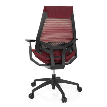 Офісне крісло GENIDIA SMART BLACK з сітчастою спинкою, червоним акцентом hjh OFFICE
