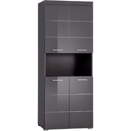 Високий шафа для ванної trendteam Amanda, 73x190x31 см, агавовий сірий глянець