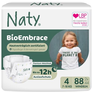 Екологічні підгузки для немовлят Naty BioEmbrace, розмір 4 (7–18 кг), 88 шт