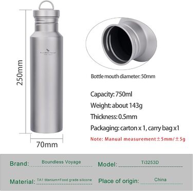 Фляга для води iBasingo Titan 750ml - Металева, для туризму, спорту та відпочинку