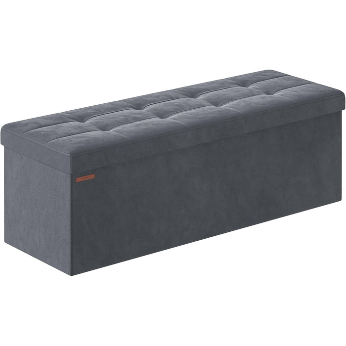 Складаний пуф SONGMICS з місцем для зберігання, оксамитовий, 110x38x38 см, до 300 кг, сіро-грифельний, для вітальні, спальні, передпокою