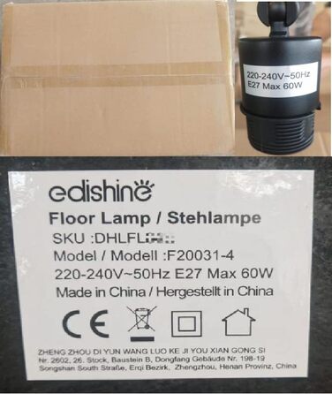 Торшер EDISHINE 161 см, вигнута лампа з регульованим бежевим лляним абажуром і ножним вимикачем, LED E27, сучасна підлогова лампа для вітальні, спальні, дитячої, золото