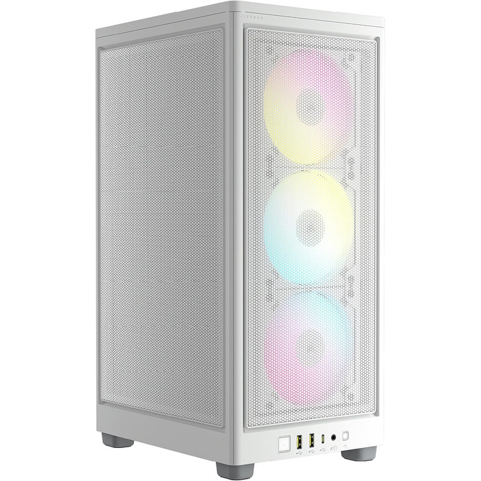 Комп'ютерний корпус Corsair iCUE 2000D RGB Airflow Mini-ITX, білий, сталь, 3 вентилятори AF120 RGB, контролер iCUE Lighting Node Core