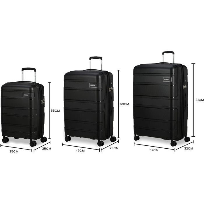 Валіза American Tourister Skymax 3 шт. синього (Midnight Blue) та чорного (Bass Black) кольорів