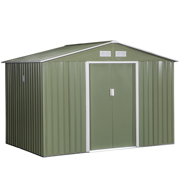 Outsunny Garden Shed Металевий садовий сарай з фундаментом світло-зелений 277 x 195 x 192 см
