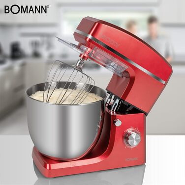 Кухонна машина Bomann KM 6036 CB червона: 1500 Вт, 10 л чаша, 8 швидкостей, для приготування тіста до 6 кг