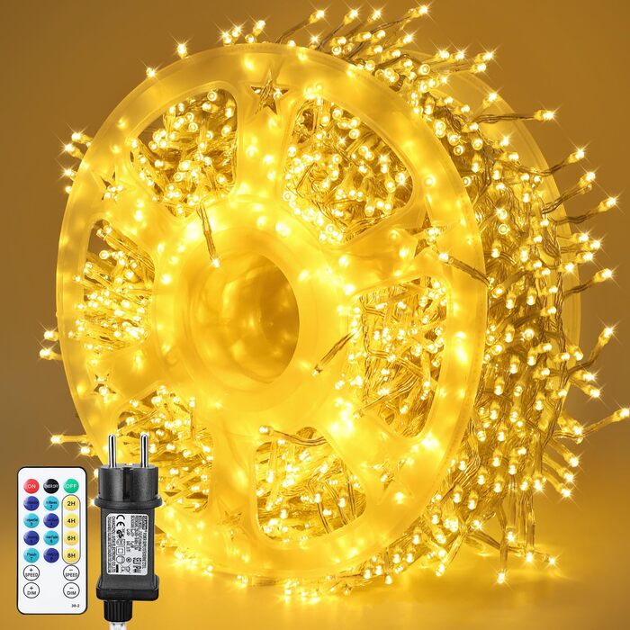 Світлодіодна гірлянда-кластер MAGGIFT 20м, 1000 LED, теплий білий колір, з пультом дистанційного керування, різдвяна ілюмінація