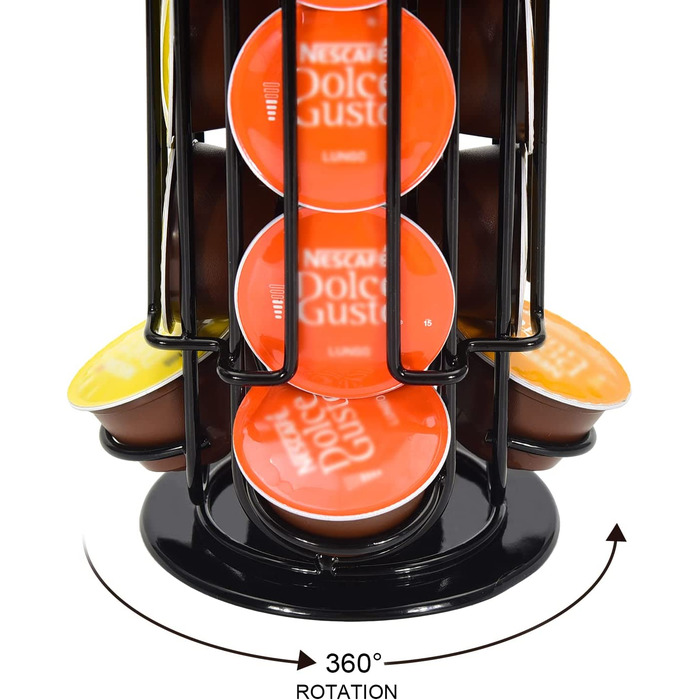 Обертова підставка для капсул SYSYLY на 32 капсули Dolce Gusto, чорна, із нековзною основою