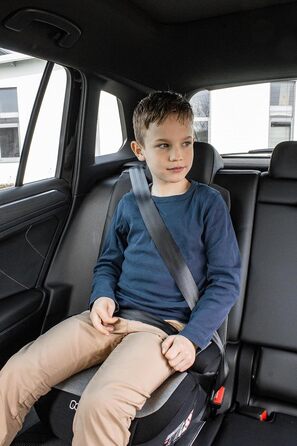 Дитяча автопідставка Booboo Safety Madrid, без Isofix, для дітей 125-150 см (15-36 кг), i-Size, чорний/сірий