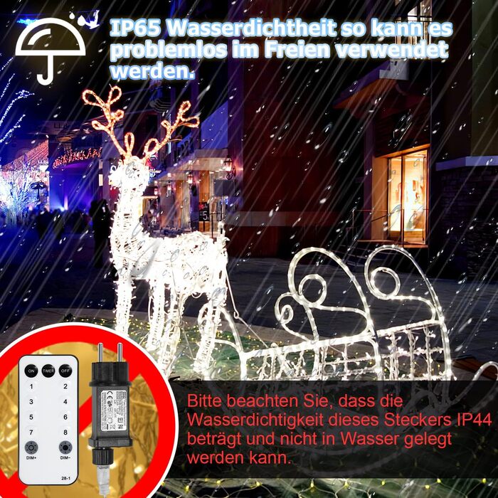 Світлодіодна LED стрічка-шланг 30м (300 LED), водонепроникна гірлянда з пультом, таймером та димером для вулиці та дому, холодний білий колір