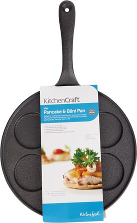 Каструля для міні-млинців KitchenCraft з чавуну, підходить для духовки, 7 порцій по 6,5 см, універсальна для всіх плит, 24x37,5 см