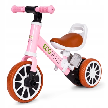 Дитячий велосипед 2в1: бігове триколісне авто з педалями, рожевий, ECOTOYS