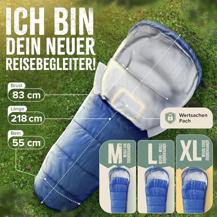 ONLYHIKE® Інноваційний літній спальник мумія, ультралегкий, компактний, 750 г, розміри M-XL, для кемпінгу та туризму