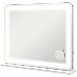 Дзеркало для макіяжу з LED-підсвіткою 80x60 см, косметичне дзеркало з 3 режимами світла, USB-зарядкою та 10-кратним збільшенням
