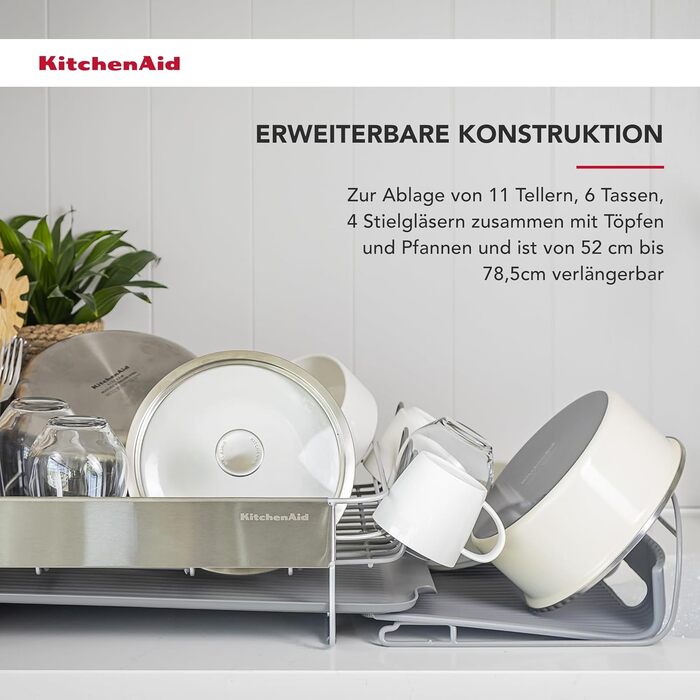 Компактна підставка для сушіння посуду KitchenAid, колір вугільний (сірий), 61.5 x 38.5 x 37.5 см