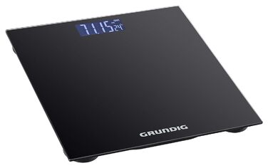 Grundig цифрова вага для людей 180 кг, точність 50 г, чорна, великий дисплей, індикатор температури, 2 одиниці вимірювання