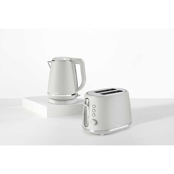 Електрочайник Cuisinart 1,5 л, 3000 Вт, білий, нержавіюча сталь, матова поверхня, швидкий нагрів, бездротовий, для кухні, набір з тостером
