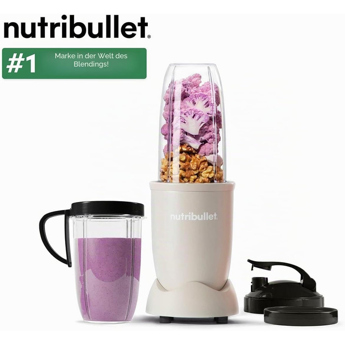 Потужний блендер-екстрактор Nutribullet 900 Series, пісочний матовий (Sand) — набір з 11 предметів для смузі та соків, 25 000 об/хв
