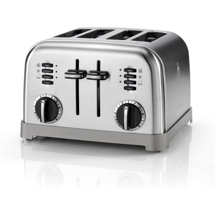 Тостер Cuisinart на 4 скибки з широкими слотами, 6 режимів підсмажування, функція розморожування, підйомний важіль, нержавіюча сталь
