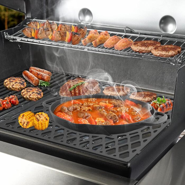 Чавунна решітка Onlyfire з круглим знімним модулем для гриля Weber Genesis 300/400 серії, сумісна з моделями E/S 325, E/S/EPX 335, E/S/SPX-435, розмір 42×47 см, потрібна Weber Crafted Grate