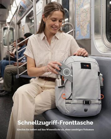 Рюкзак для ноутбука Tolaccea 30L, 15.6 дюймів, діловий дорожній рюкзак для ручної поклажі, світло-сірий