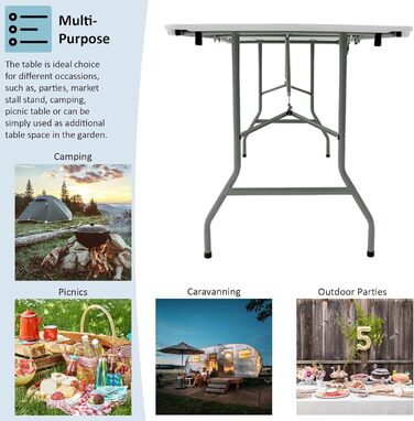 Складаний стіл Home Vida 1,5 м, міцний, для кемпінгу, банкету, весілля, саду, пікніка, універсальний, з ручкою, для дому та вулиці