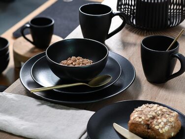 CreaTable Magic Black набір посуду 20 предметів з кам'яної кераміки, комплект тарілок і чашок, підходить для посудомийної машини та мікрохвильової печі, вироблено в Португалії