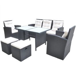 Комплект садових меблів Garten-Lounge 6-TLG з подушками, полиротанг, чорний