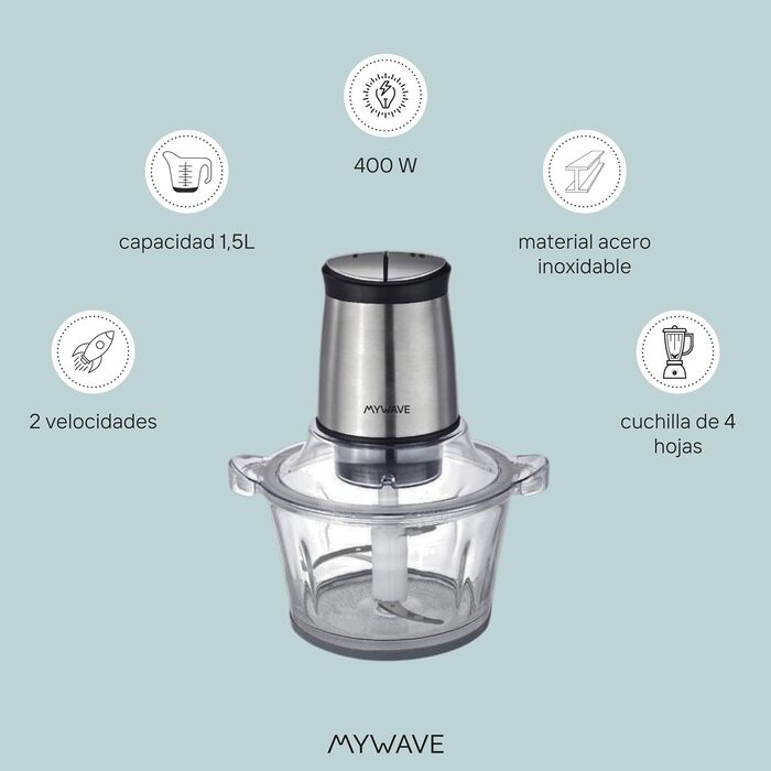 Подрібнювач MYWAVE MWPC-MIN міні, нержавіюча сталь, сірий