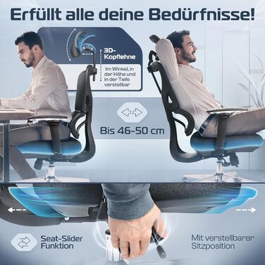 Офісний стілець CleverSeat Ergonomisch - регульований, для дому та геймінгу, до 150 кг