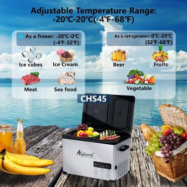 Автомобільний компресорний холодильник Alpicool T60 32л (-20°C до +20°C) для авто, кемпінгу, вантажівок, човнів з USB, електричний