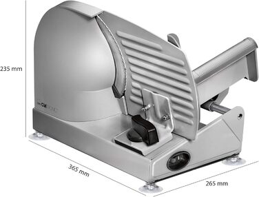 Електрична скибочкарка Clatronic MA 3585 з ножем 190 мм із нержавіючої сталі, регульована товщина нарізки 0–15 мм, металева конструкція, 150 Вт, для хліба та ковбаси