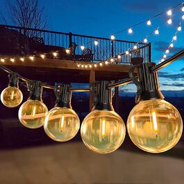 SON4SUN гірлянда для вулиці 10 м, LED, 25+3 G40 ламп, IP44, тепле біле світло, водонепроникна, для саду, тераси, весіль, вечірок