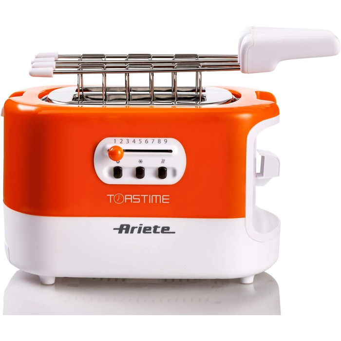 Тостер Ariete 159 Toasttime, 2 скибки, 700 Вт, 9 режимів, біло-оранжевий