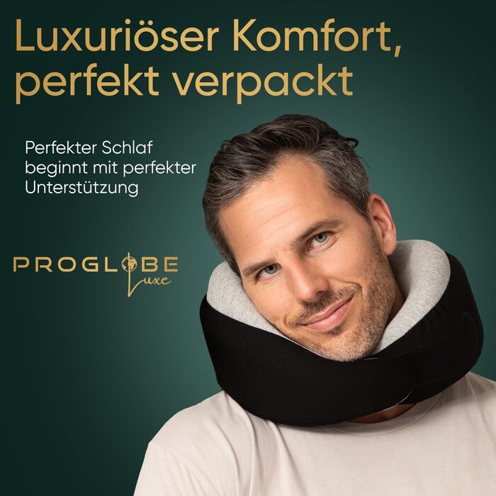Подорожні подушки для шиї Proglobe Luxe з ефектом пам'яті (Memory Foam) з підтримкою підборіддя та сумкою для зберігання, Антрацит