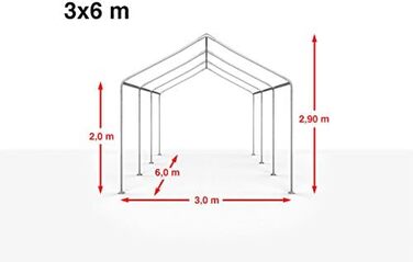 Павільйон-шатро TOOLPORT 3x6 м, білий, водонепроникний, UV-захист, ПЕ тент для саду та свят