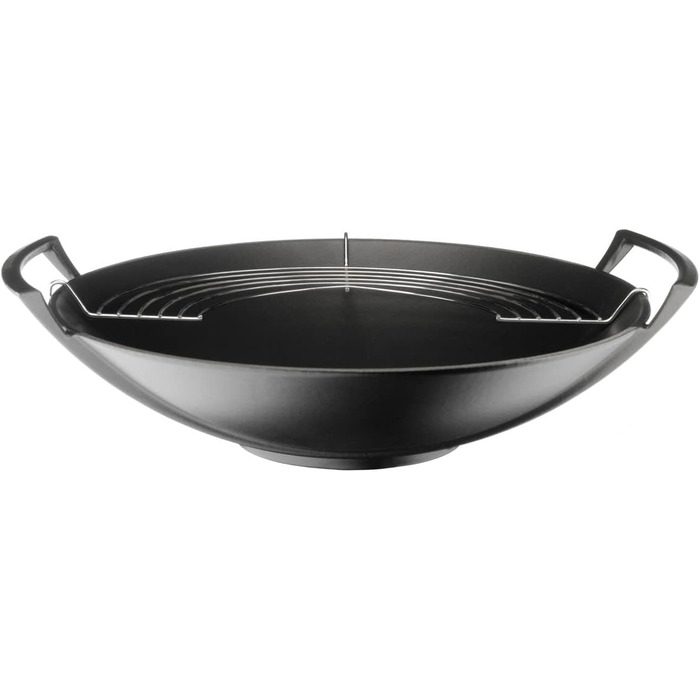 Вок Le Creuset з чавуну з кришкою з термостійкого скла, діаметр 36 см, об'єм 4,5 л, матовий чорний