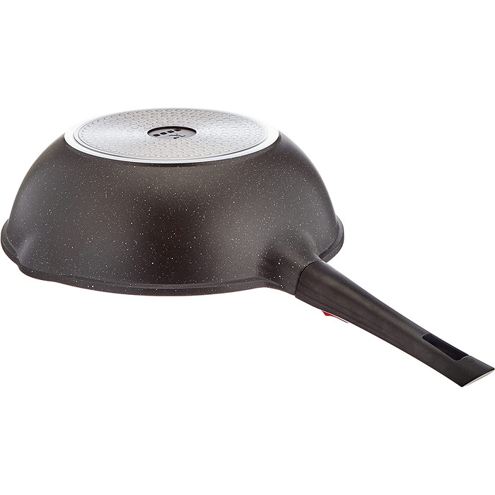 Wok Kamberg 30 см, знімна ручка, алюмінієвий, антипригарне кам'яне покриття, з кришкою, для всіх плит (індукція), PFOA-вільний, чорний