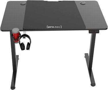 Електричний регульований стіл pro.tec Stryn 120x60 см, геймерський, з пам'яттю висоти, чорний
