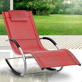 Шезлонг для відпочинку Tillvex Relaxliege: атмосферостійкий, з підлокітниками, навантаження до 150 кг, дихаючий матеріал (Антрацит/Сірий, Червоний)