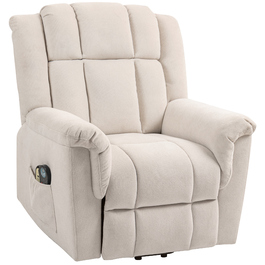 HOMCOM Recliner TV Recliner Електричне регульоване масажне крісло з функцією відкидання допоміжного обігрівача сидячи та стійки, широка спинка телевізора Крісло з підніжкою, 2 бічні кишені для вітальні бежевий