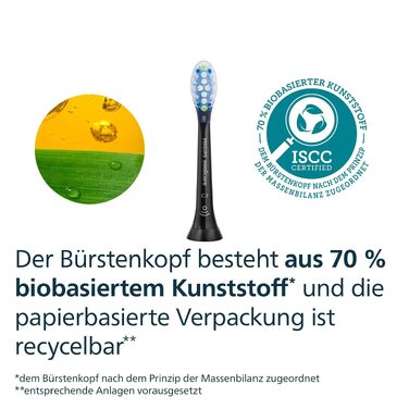 Смінні зубні щітки Philips Sonicare C3 Premium Plaque Defense, оригінальні насадки для видалення нальоту, чорні, 6 шт, HX9046/88